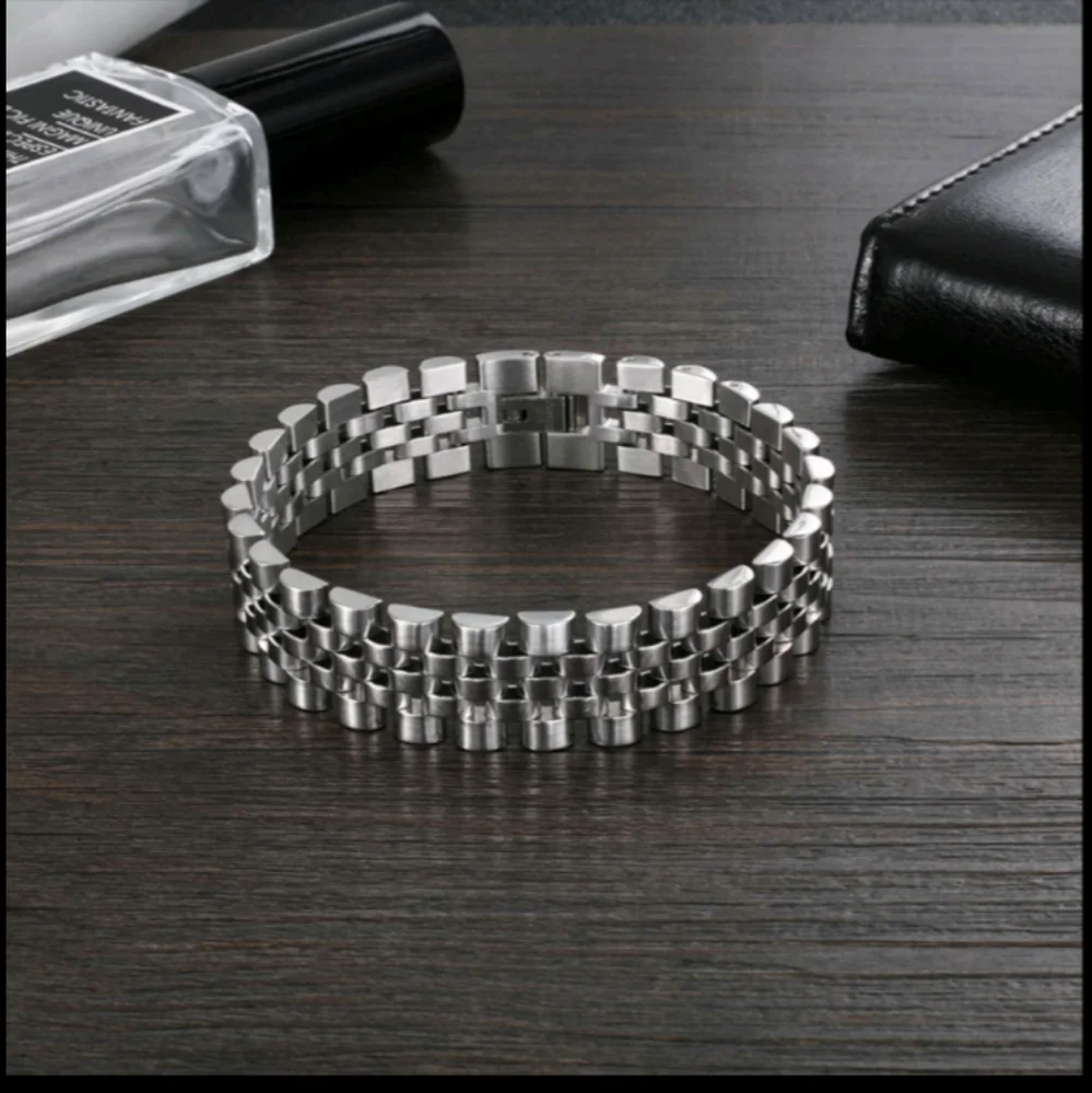 316L Stainless Steel Bracelet For Men Women 15MM Wide Link - Picture 3 of 3